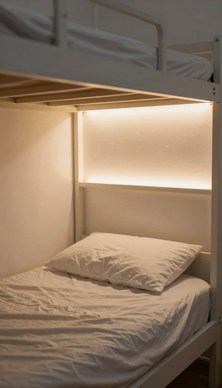 Warm white LED strip lights under dorm bed with remote control