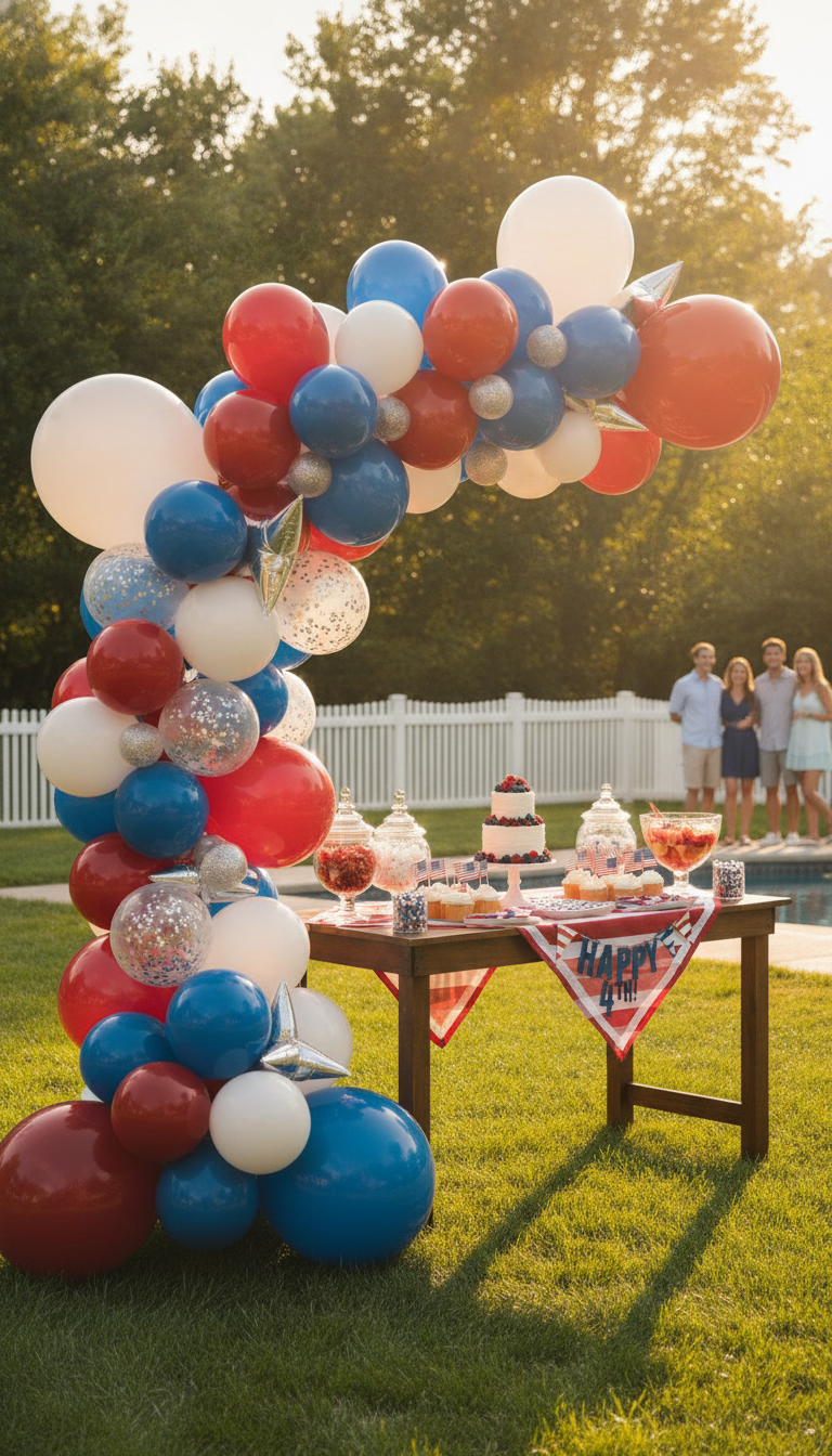 5. Go Big with a Red, White, and Blue Balloon Arch