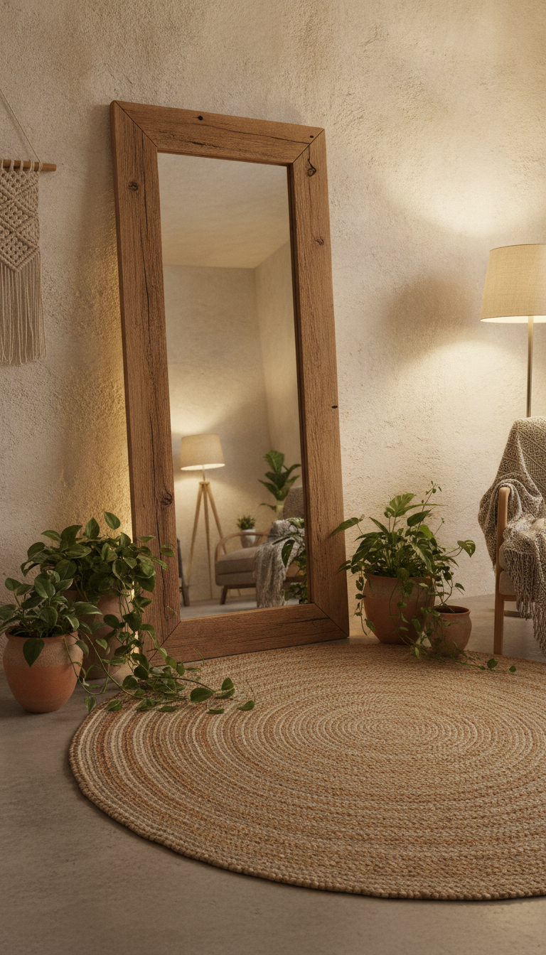 5. The Warm and Rustic Wood Frame Mirror