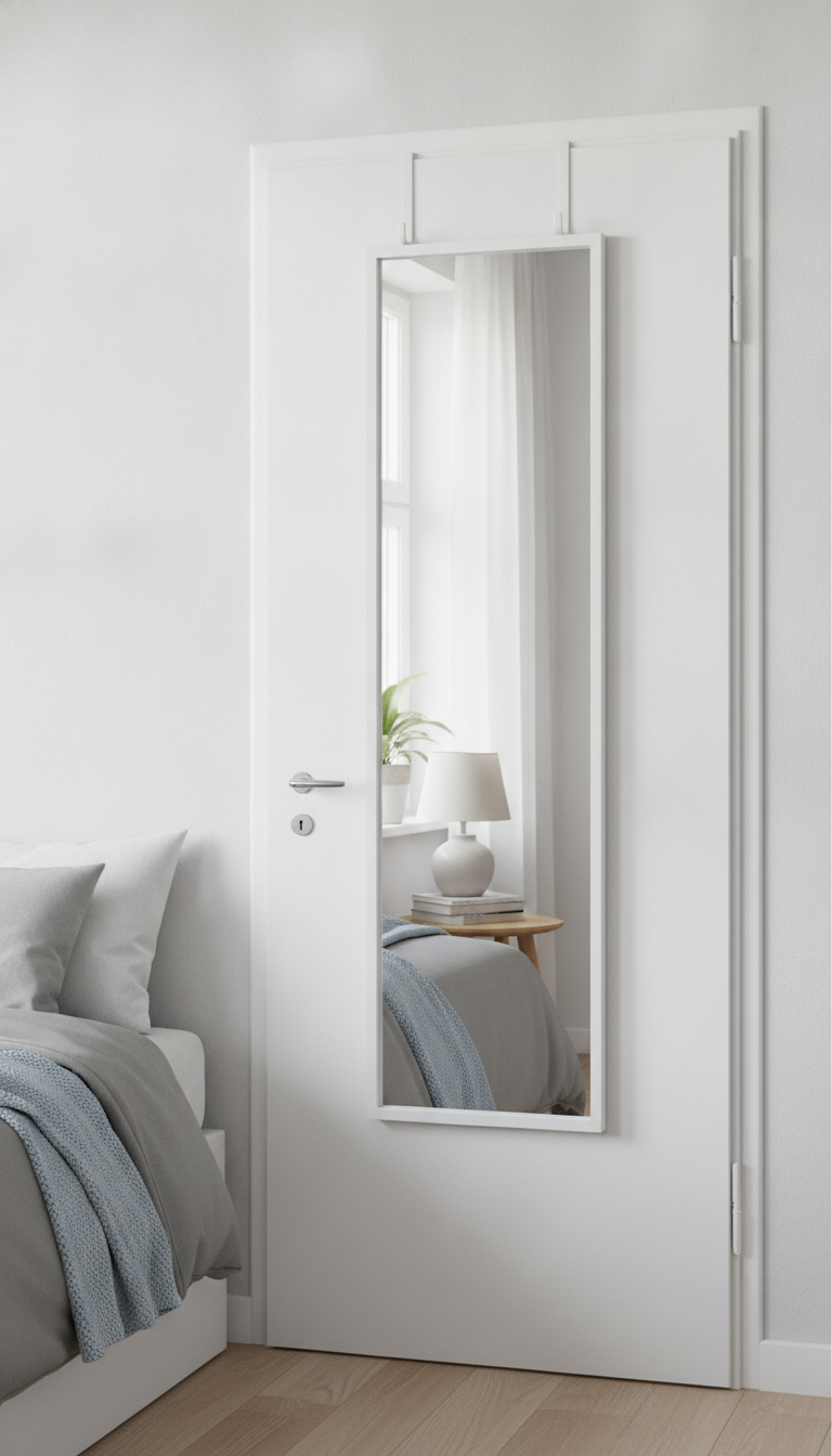 8. The Smart and Space-Saving Over-the-Door Mirror