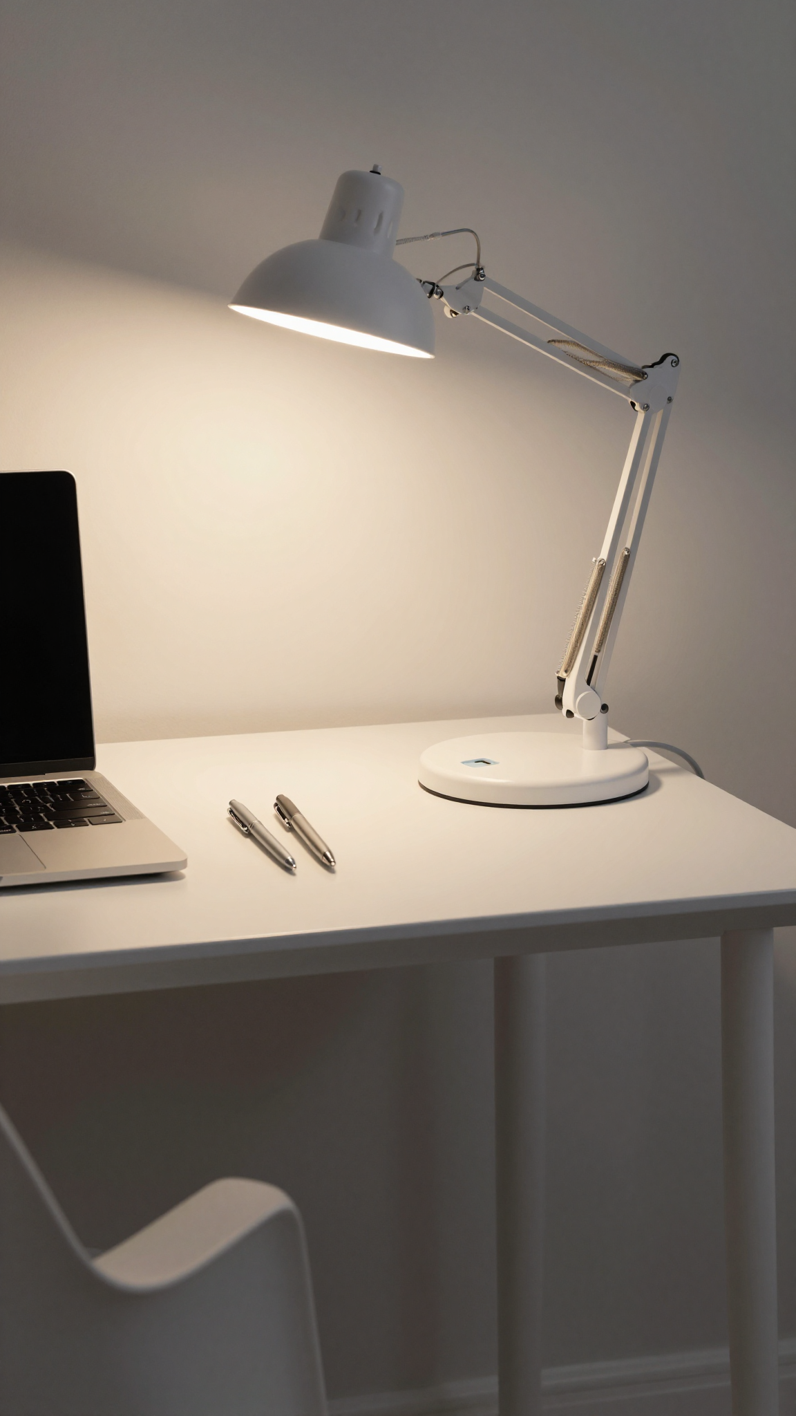 Desk lamp with USB port on small dorm desk